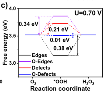 Free energy profile of 2e− pathway at U = 0.7 V for the four defect GNR models.[12]